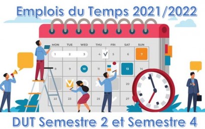 Emplois du temps D.U.T Semestres 2 et 4 – Année universitaire 2021/2022