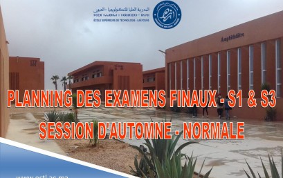 PLANNING DES EXAMENS FINAUX – S1 & S3 SESSION D’AUTOMNE – NORMALE