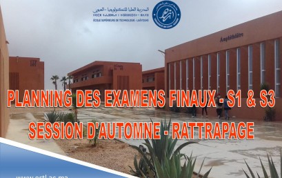 PLANNING DES EXAMENS FINAUX – S1 & S3 SESSION D’AUTOMNE – RATTRAPAGE
