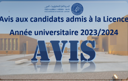 Avis aux candidats admis à la Licence – Année universitaire 2023/2024