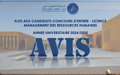 Avis aux candidats Concours d’entrée – Licence Management des Ressources Humaines