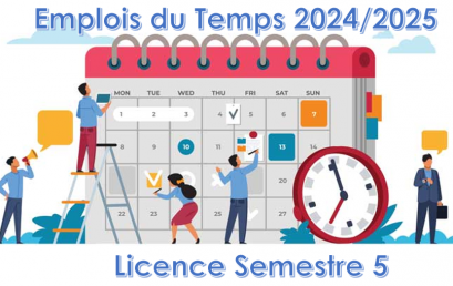 EMPLOIS DU TEMPS LICENCE SEMESTRE 5 ANNÉE UNIVERSITAIRE 2024/2025