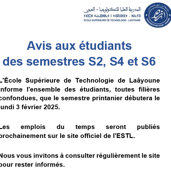 AVIS AUX ETUDIANTS DUT S2, S4 et S6