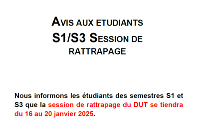 AVIS AUX ETUDIANTS S1/S3 – SESSION DE RATTRAPAGE