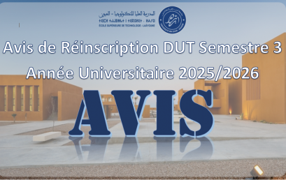 Avis de Réinscription DUT Semestre 3 Année Universitaire 2025/2026