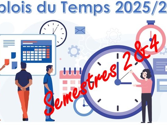 EMPLOIS DU TEMPS DUT SEMESTRES 2 ET 4 – ANNÉE UNIVERSITAIRE 2025/2026