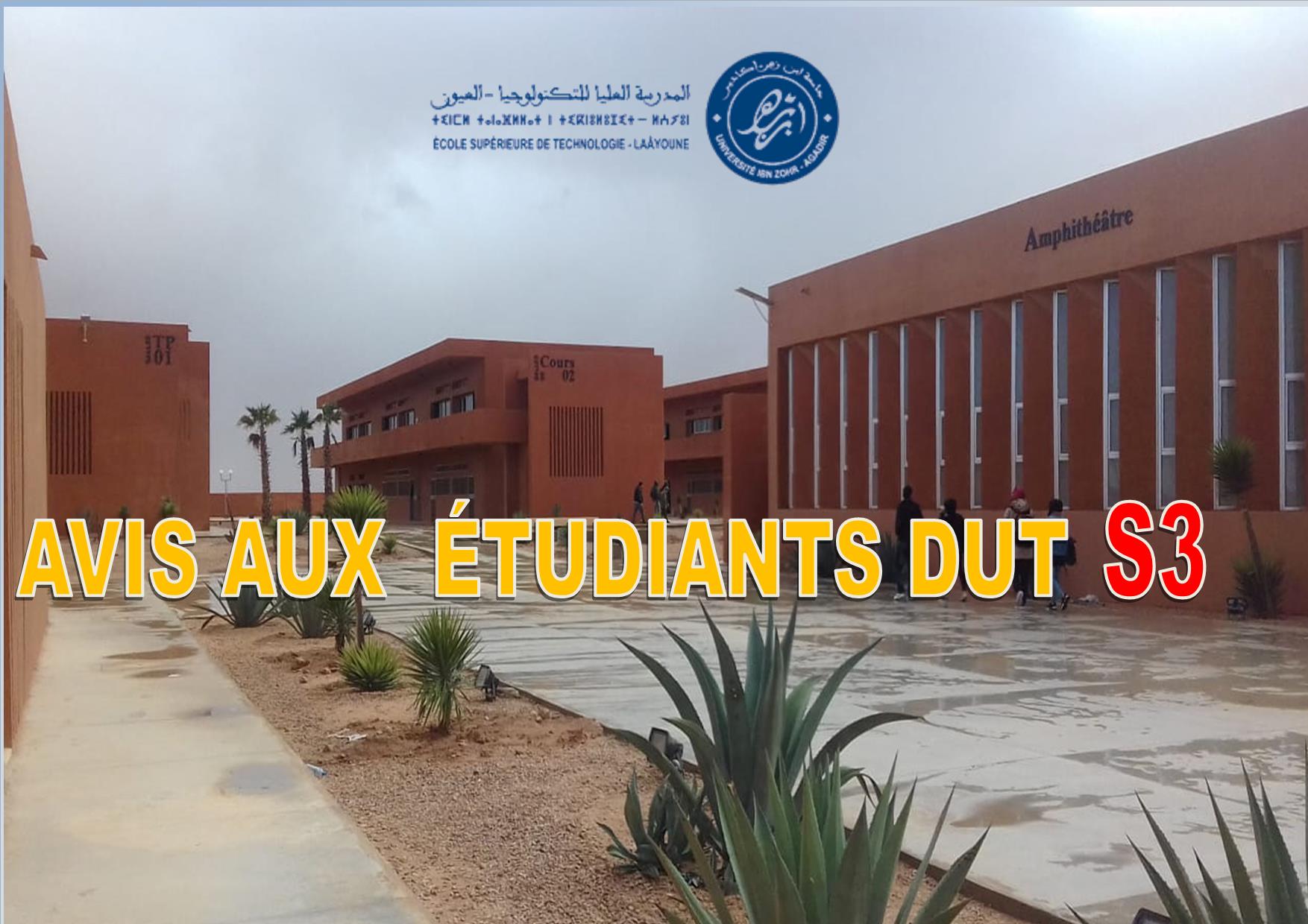 AVIS AUX  ÉTUDIANTS DUT S3