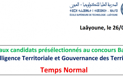 Avis aux candidats présélectionnés au concours Bachelor Intelligence Territoriale et Gouvernance des Territoires Temps Normal