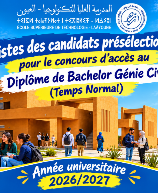 CANDIDATS PRÉSÉLECTIONNÉS – CONCOURS D’ACCÈS AU CYCLE DE BACHELOR  Génie Civil (Temps Normal)