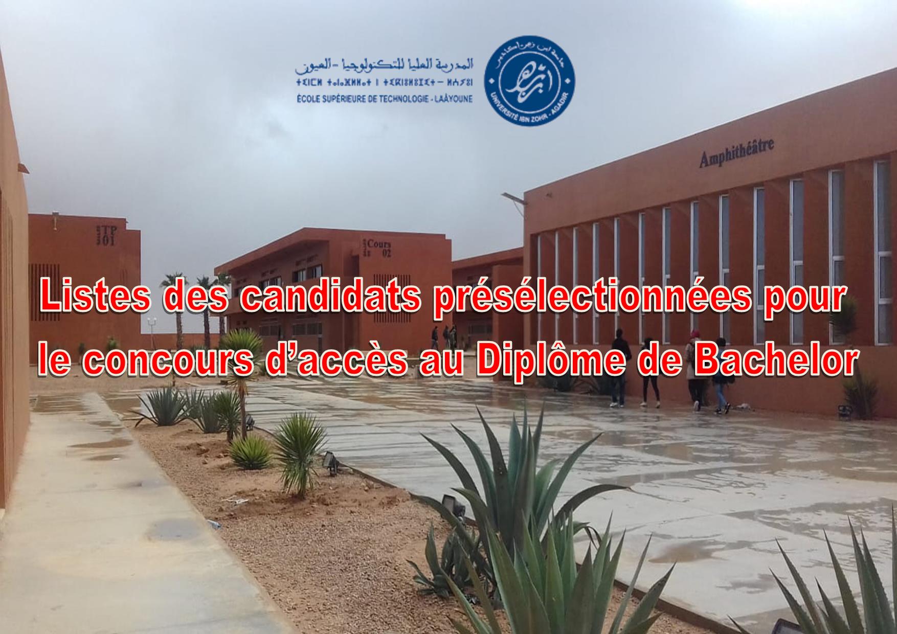 Listes des candidats présélectionnées pour le concours d’accès au Diplôme de Bachelor